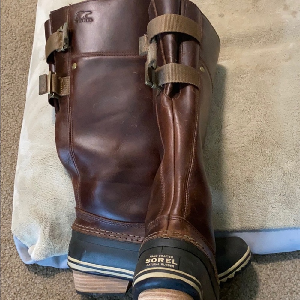 Sorrel knee high leather and rubber boots